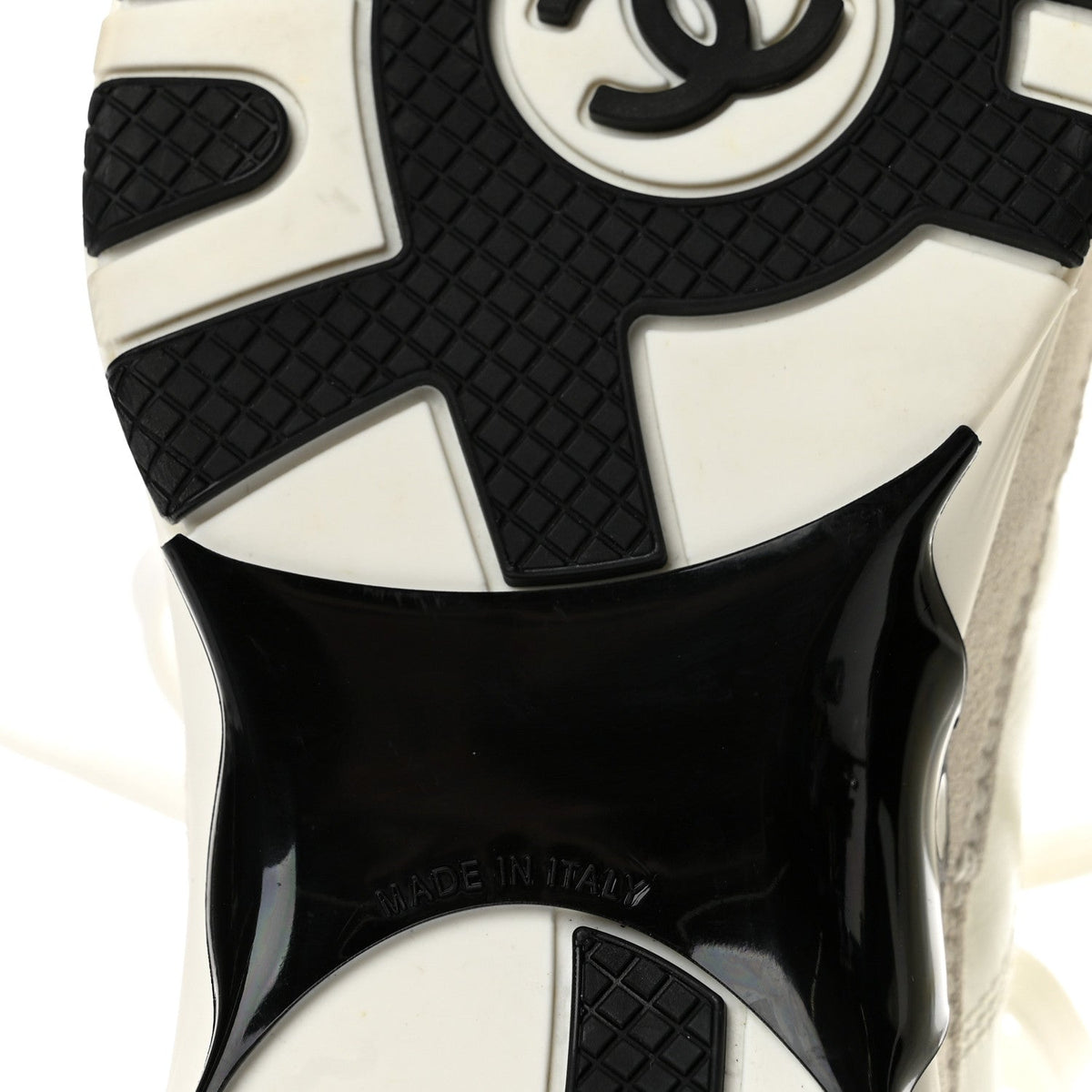 Chanel Calfskin Suede CC Women's Sneakers 36.5 White Black