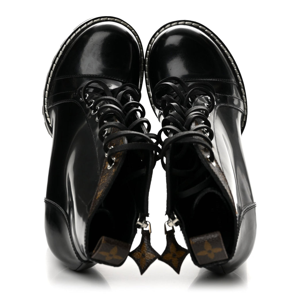 Louis Vuitton Glazed Calfskin Women's Star Trail Boots 40 Black