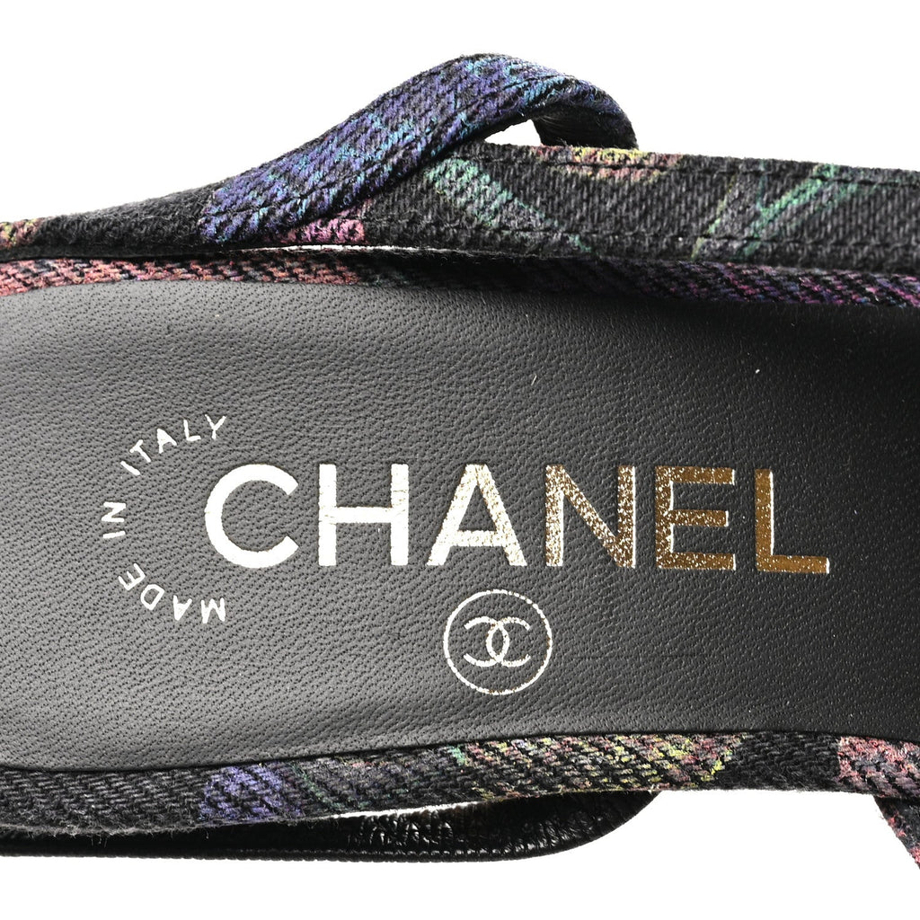 Chanel Denim Grosgrain CC Cap Toe Women's Slingback Pumps