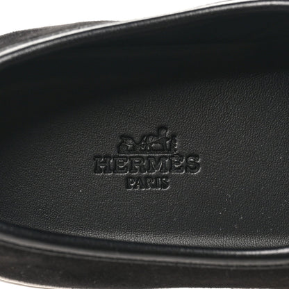 Hermes Suede Goatskin Nappa Women's Jour Loafers 38 Black