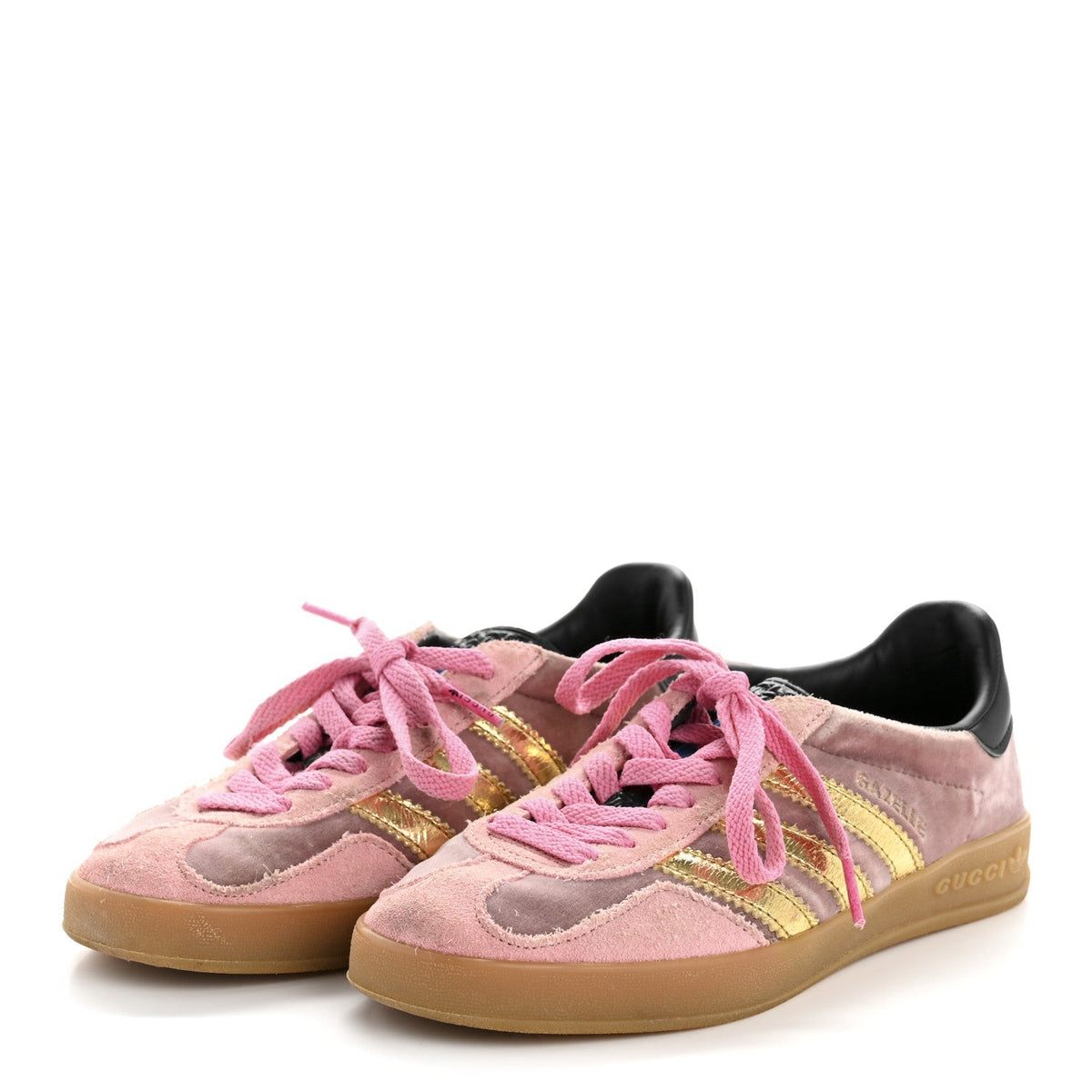 Gucci Velvet Suede Women's Gazelle Sneakers 4.5 Pink Gold