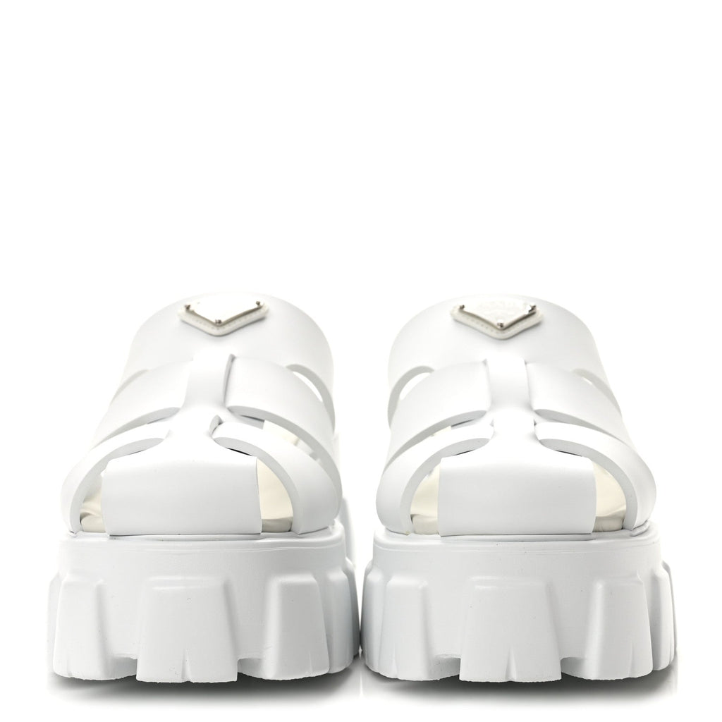 Prada Foam Rubber Women's Monolith Cage Sandals 38 White