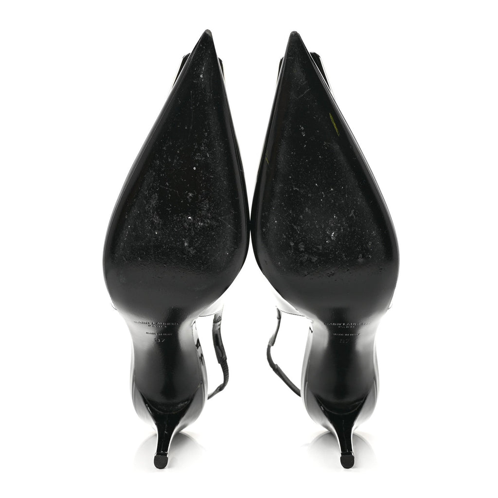Saint Laurent Patent Women's Grupy Avenue 95 Slingback Pumps 37 Black