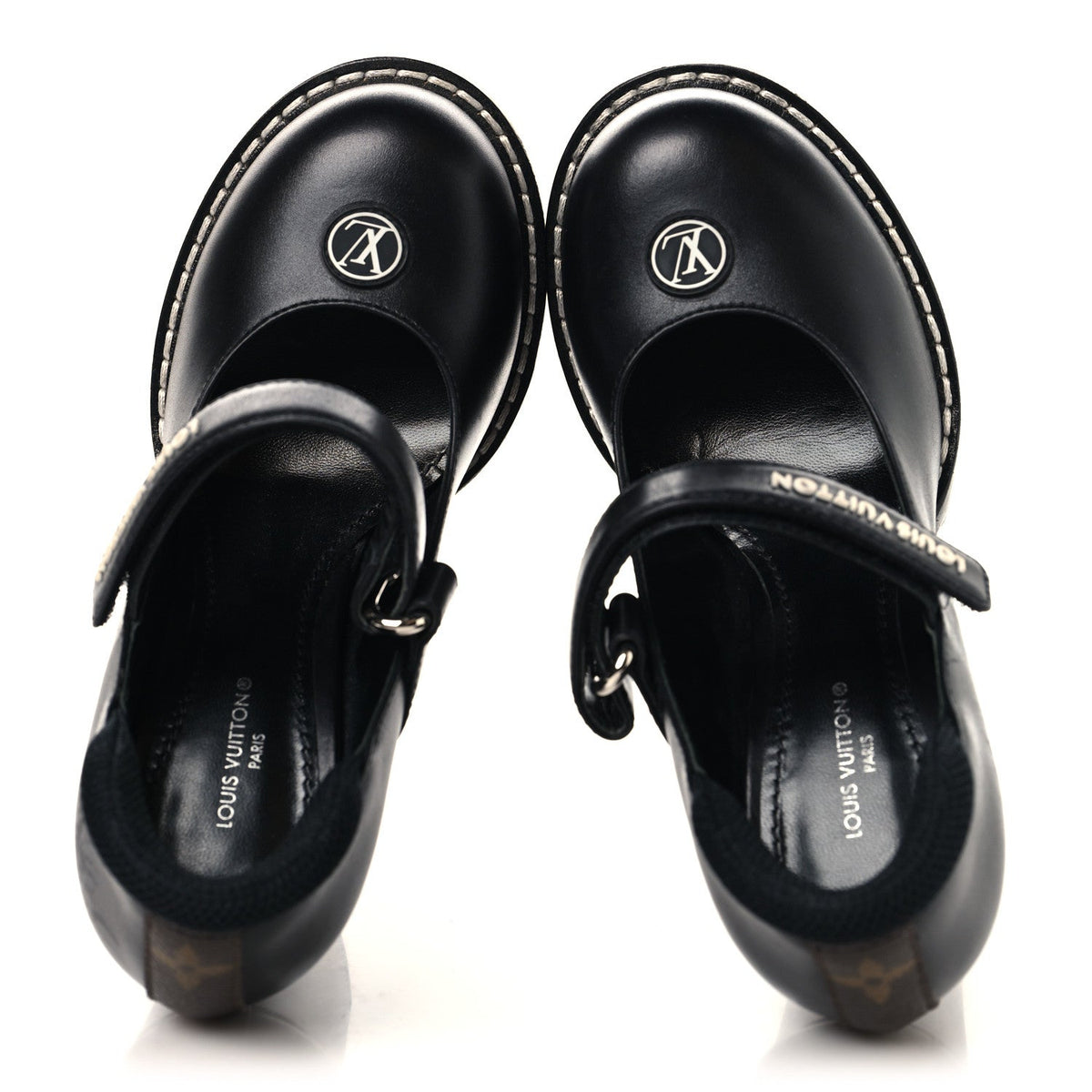 Louis Vuitton Calfskin Women's Star Trail Ankle Pumps 35.5 Black