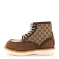 Gucci Calfskin Monogram Men's Garrett Ala Boots 10.5 Beige Ebony Cuir