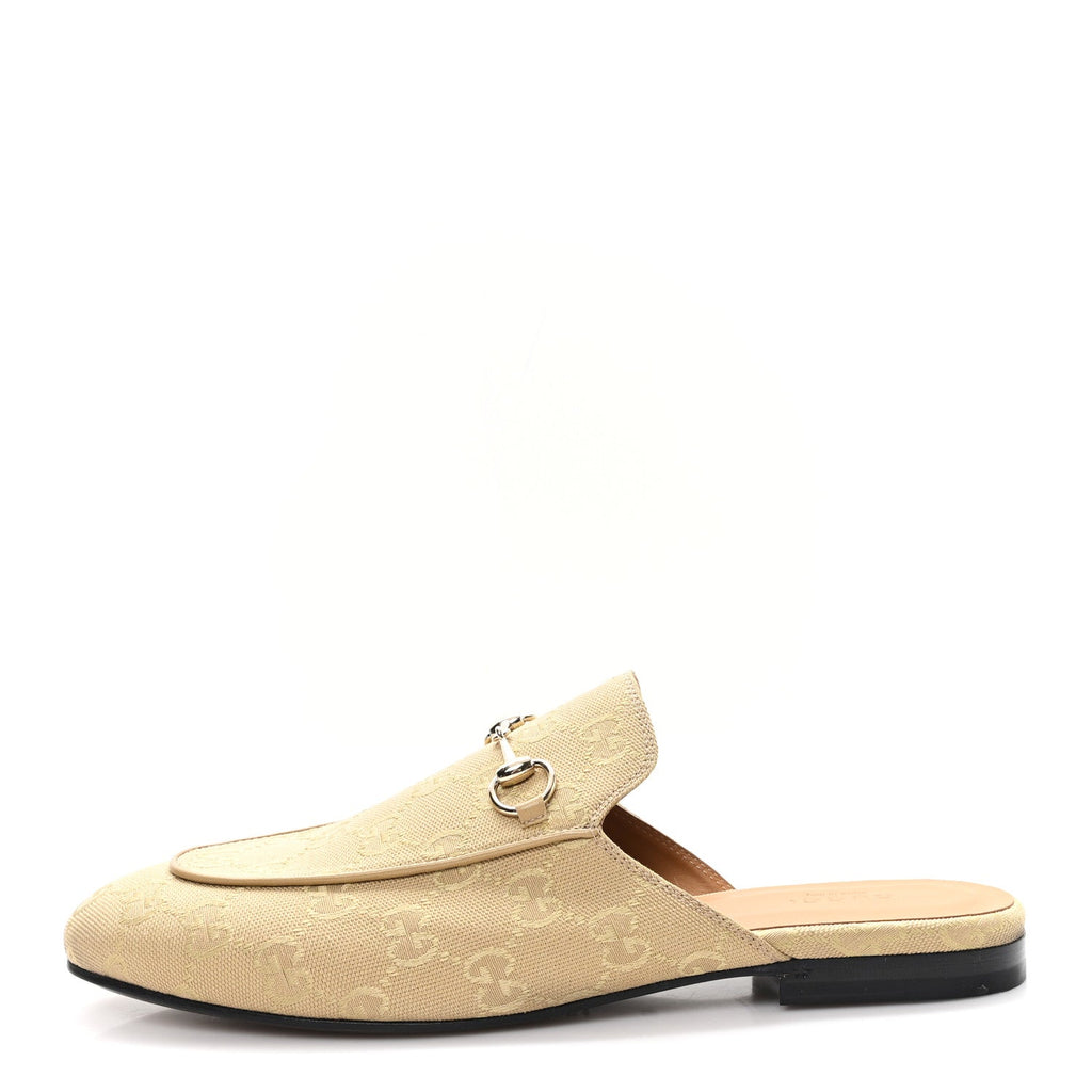 Gucci Canvas Women's GG Monogram Princetown Slippers 40 Egypt Salt