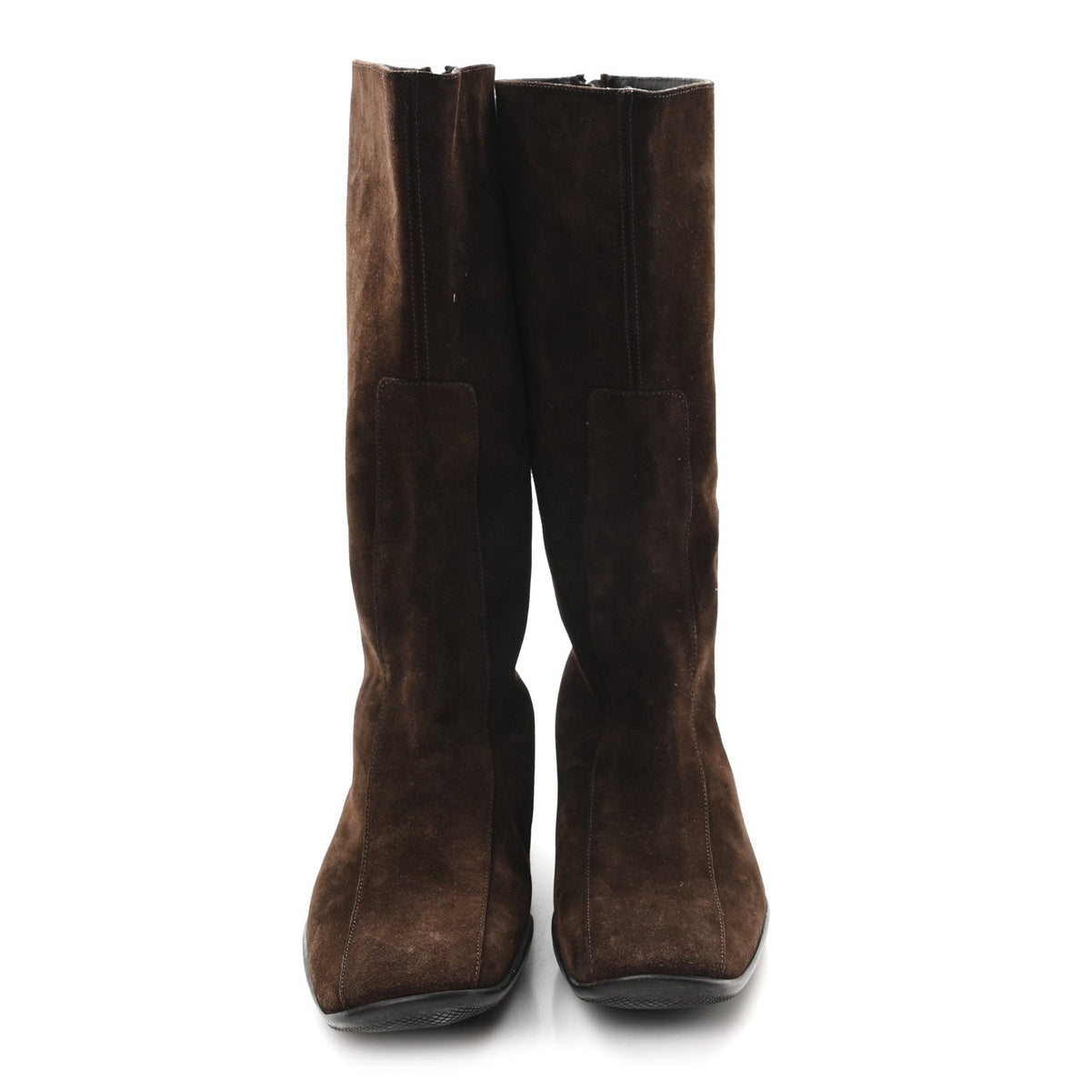 Prada Suede Women's Pointed Toe Boots 36.5 Brown
