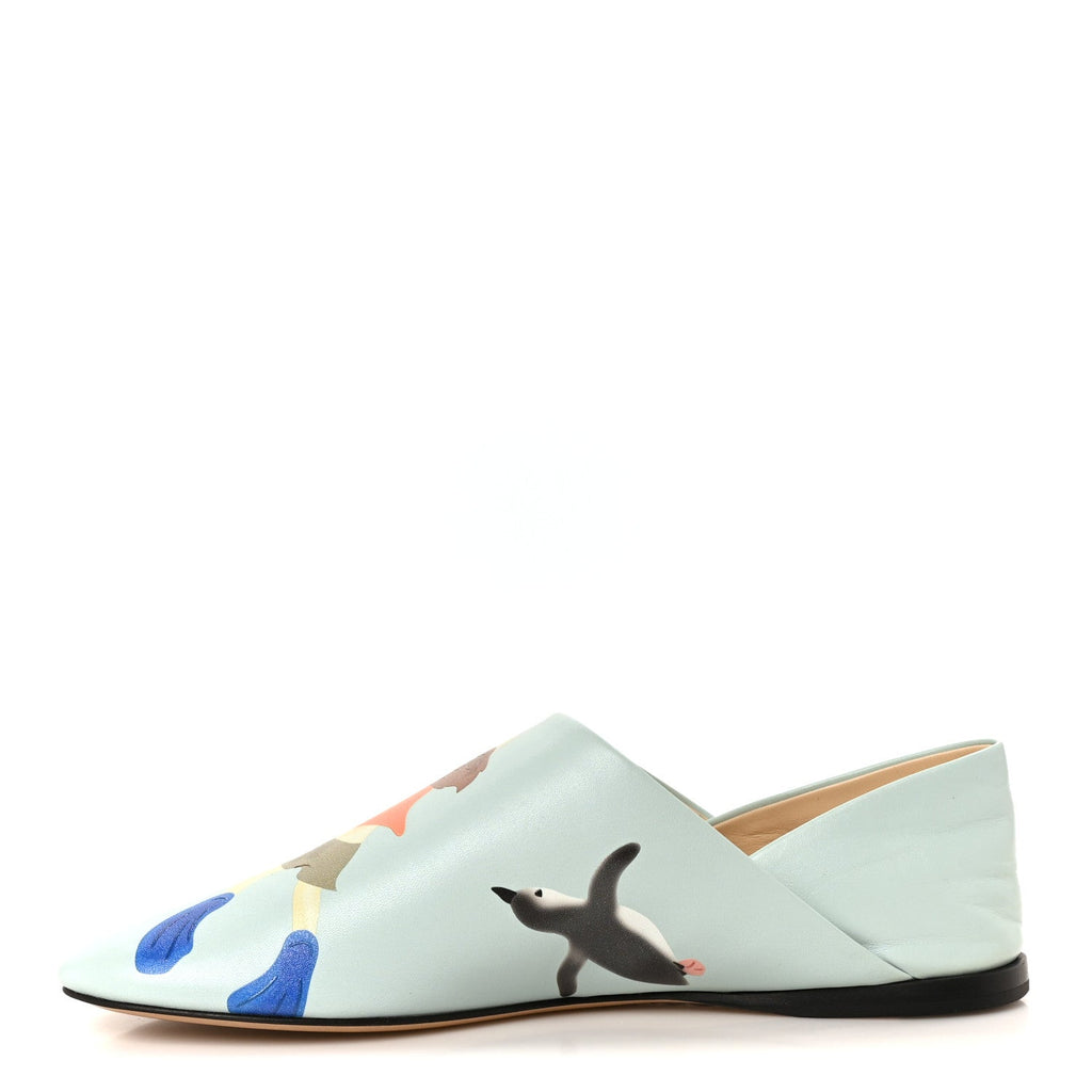 Loewe Goatskin Women's Suna Fujita Penguin Toy Slippers 36 Blue Iceberg