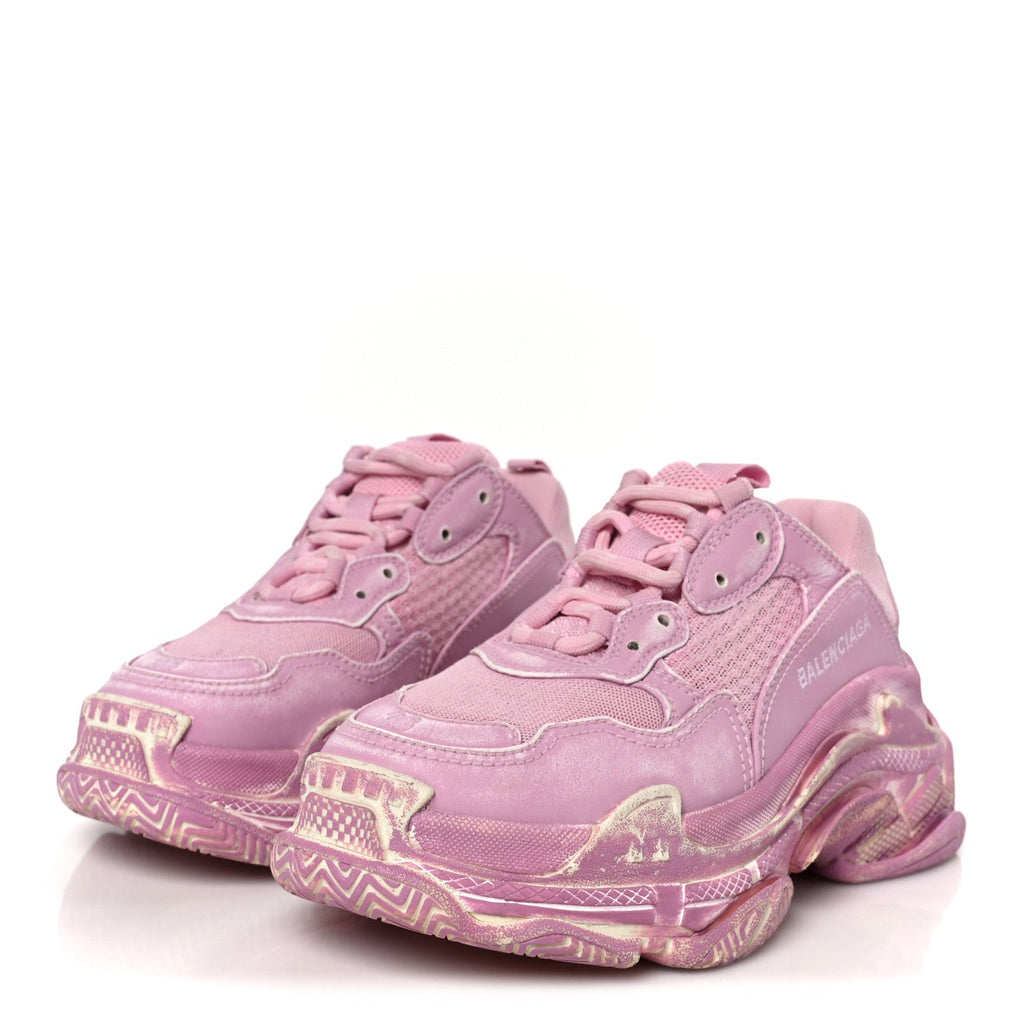 Balenciaga Fabric Mesh Women's Triple S Sneakers 36 Pink