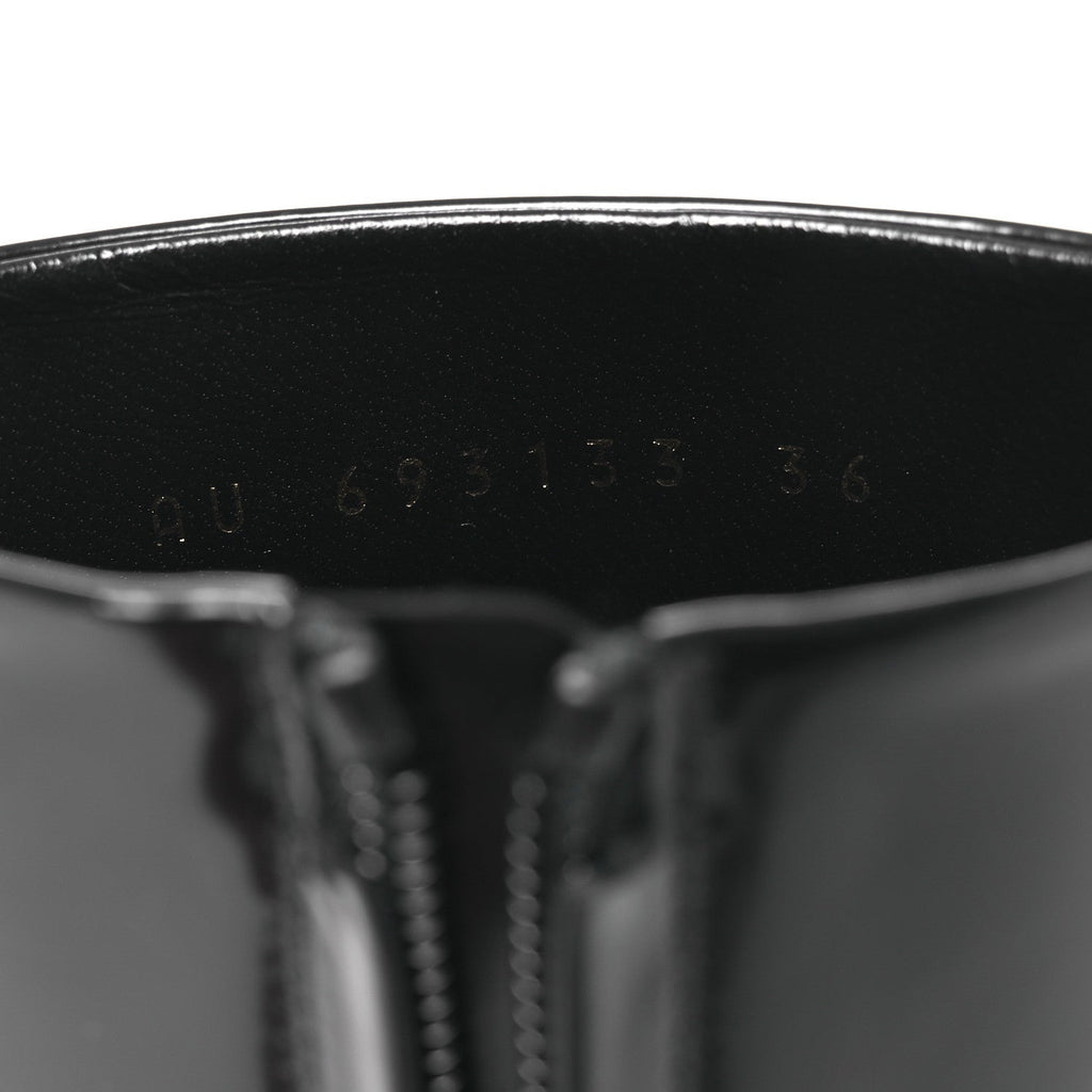 Saint Laurent Glazed Calfskin Women's Opyum Ankle Boots 36 Black