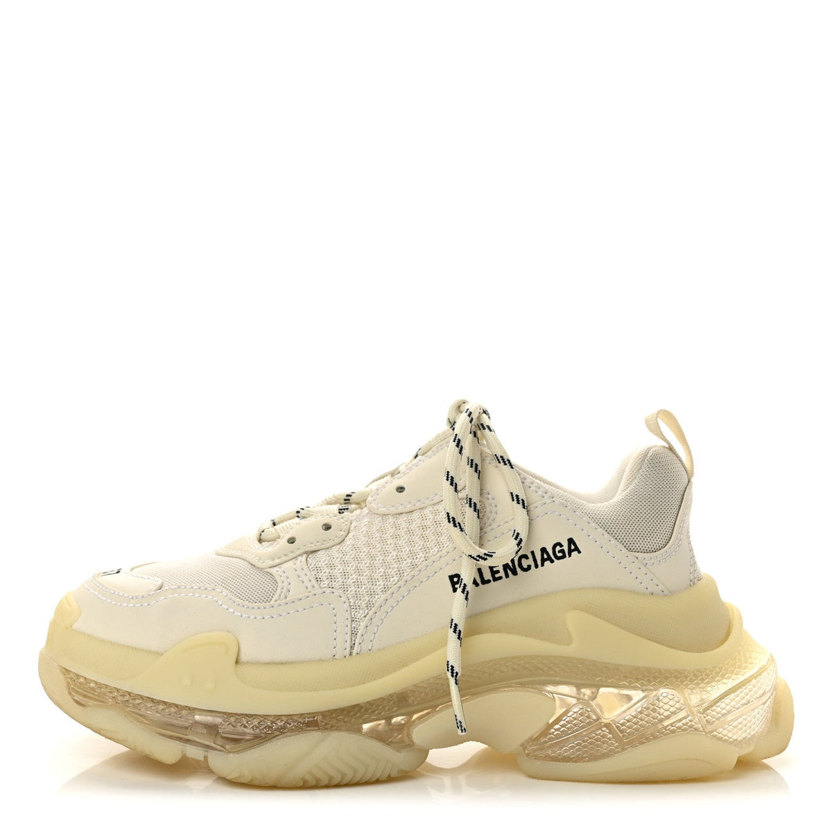 Balenciaga Fabric Mesh Clear Sole Triple S Women's Sneakers White