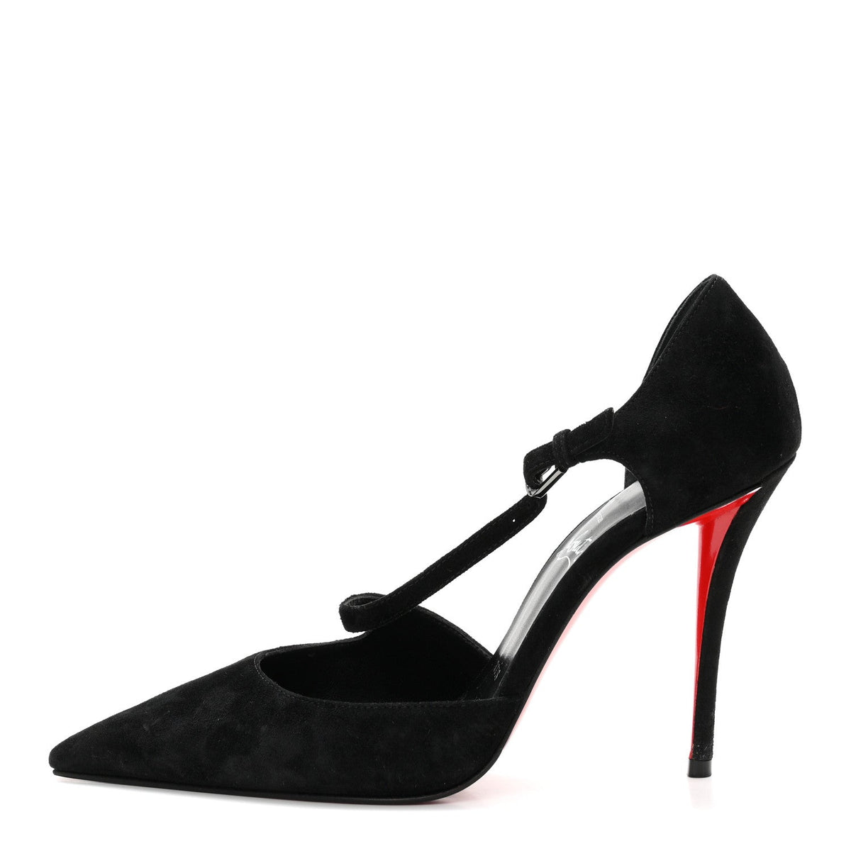 Christian Louboutin Suede Women's Miss Ziggyta 100 Pumps 36.5 Black