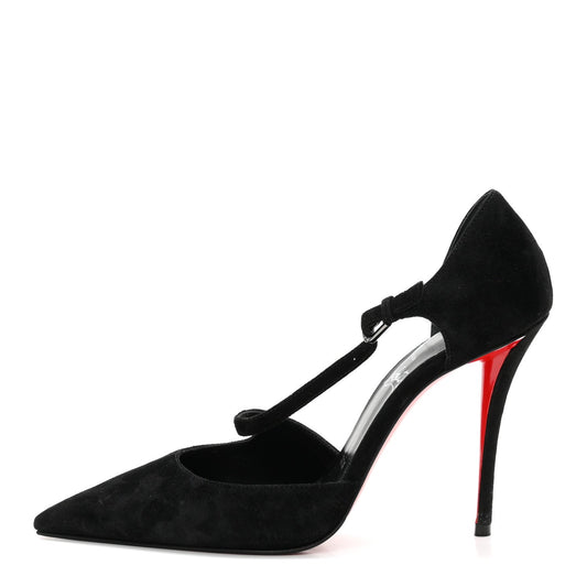 Christian Louboutin Suede Women's Miss Ziggyta 100 Pumps 36.5 Black