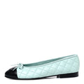 Chanel Quilted CC Cap Toe Women's Ballerina Flats Light Blue