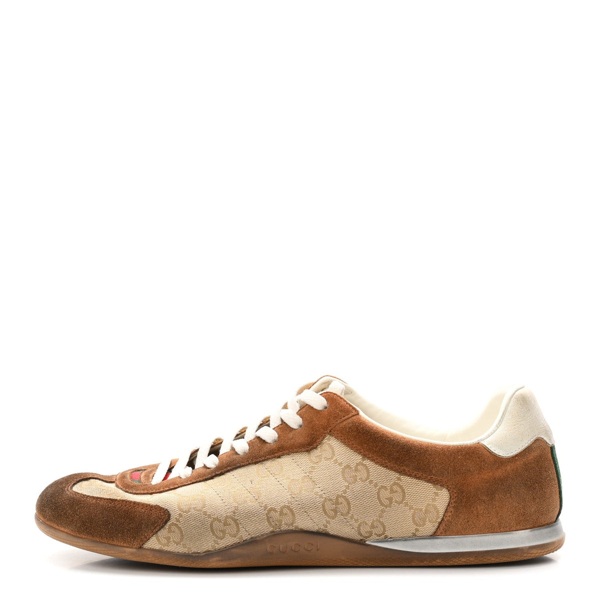 GG Monogram Suede Web Shift Sneakers Beige Brown