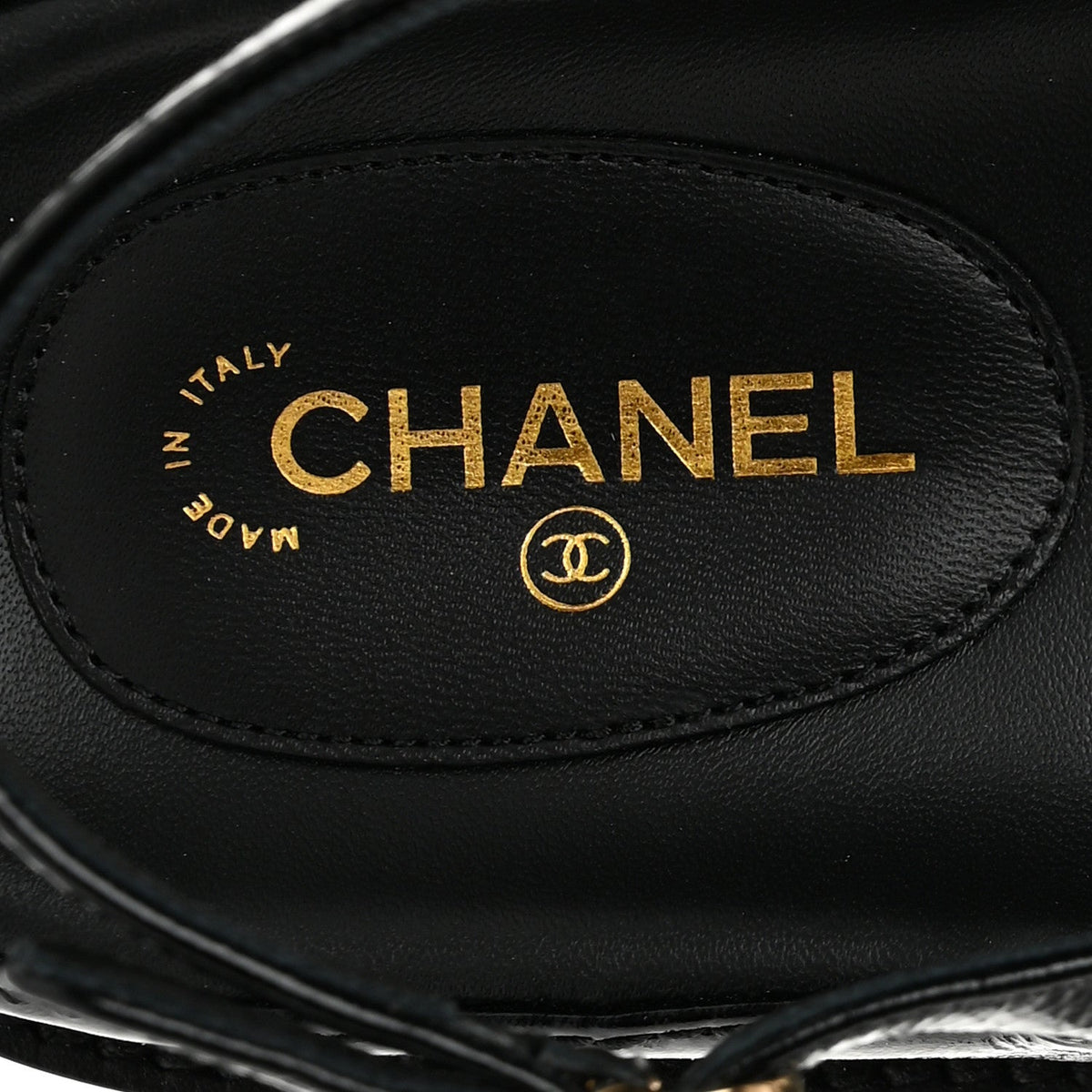 Chanel Lambskin CC Cut Out Women's Dad Sandals 40 Black