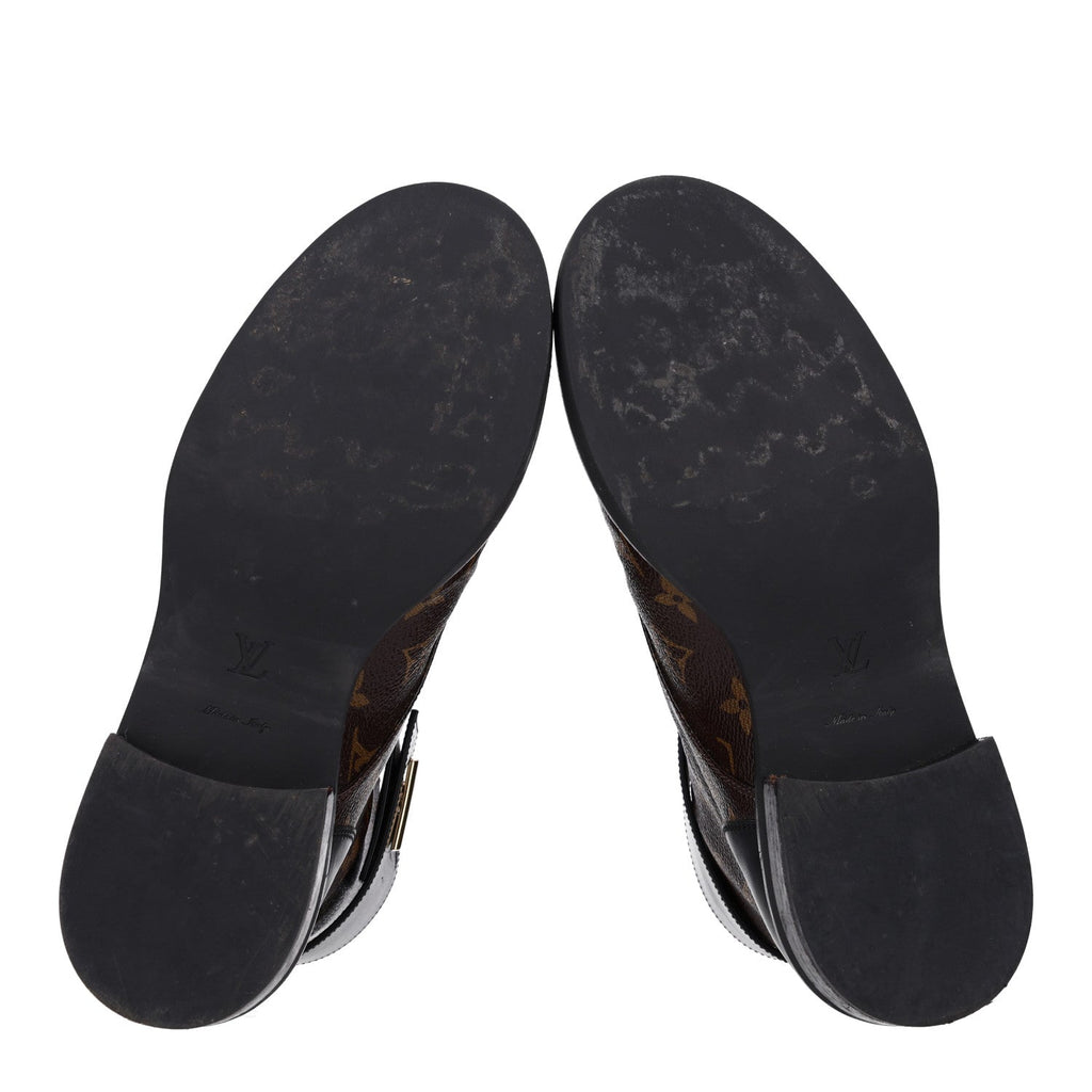 Louis Vuitton Calfskin Monogram Women's Wonderland Ranger Boots 38 Black