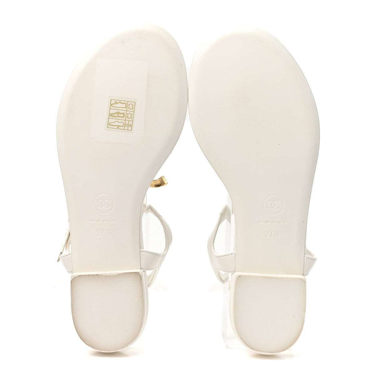 Chanel Lambskin Women's CC Thong Sandals 37.5 White