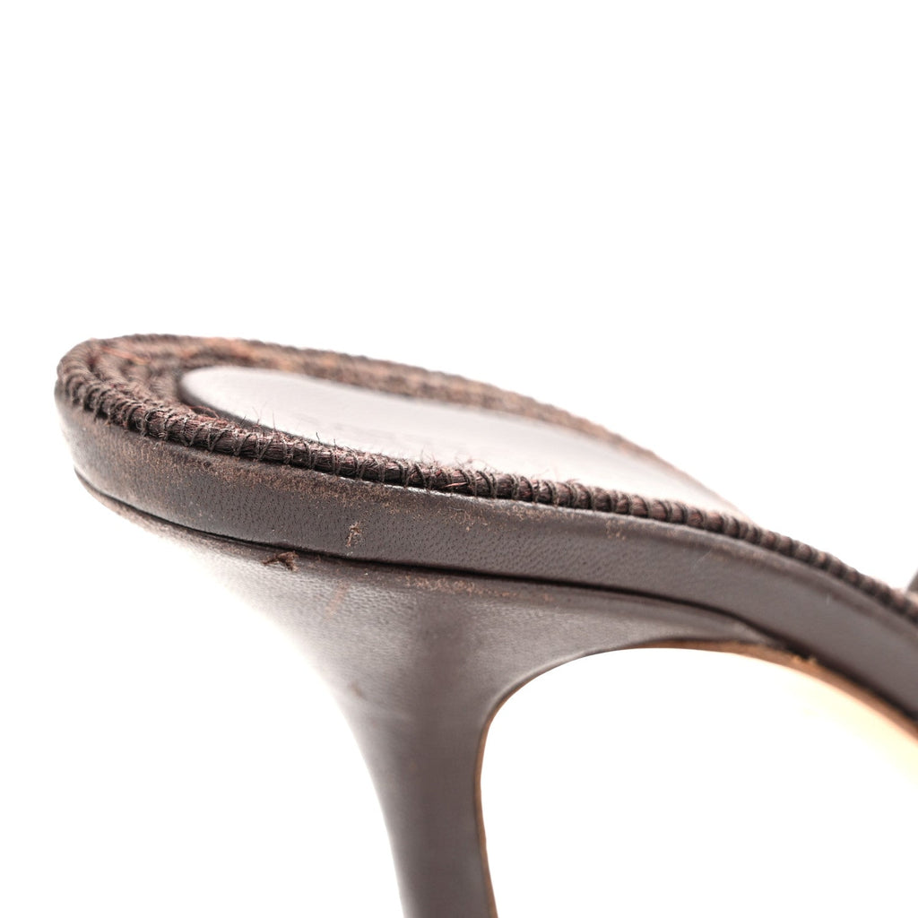 Bottega Veneta Raffia Elasticized Women's Cindy Stretch Mule Sandals 39 Bitter Chocolate