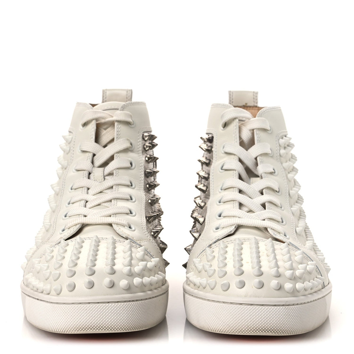 Christian Louboutin Nappa Laminato Men's Yang Louis Flat Sneakers 45 Latte Silver