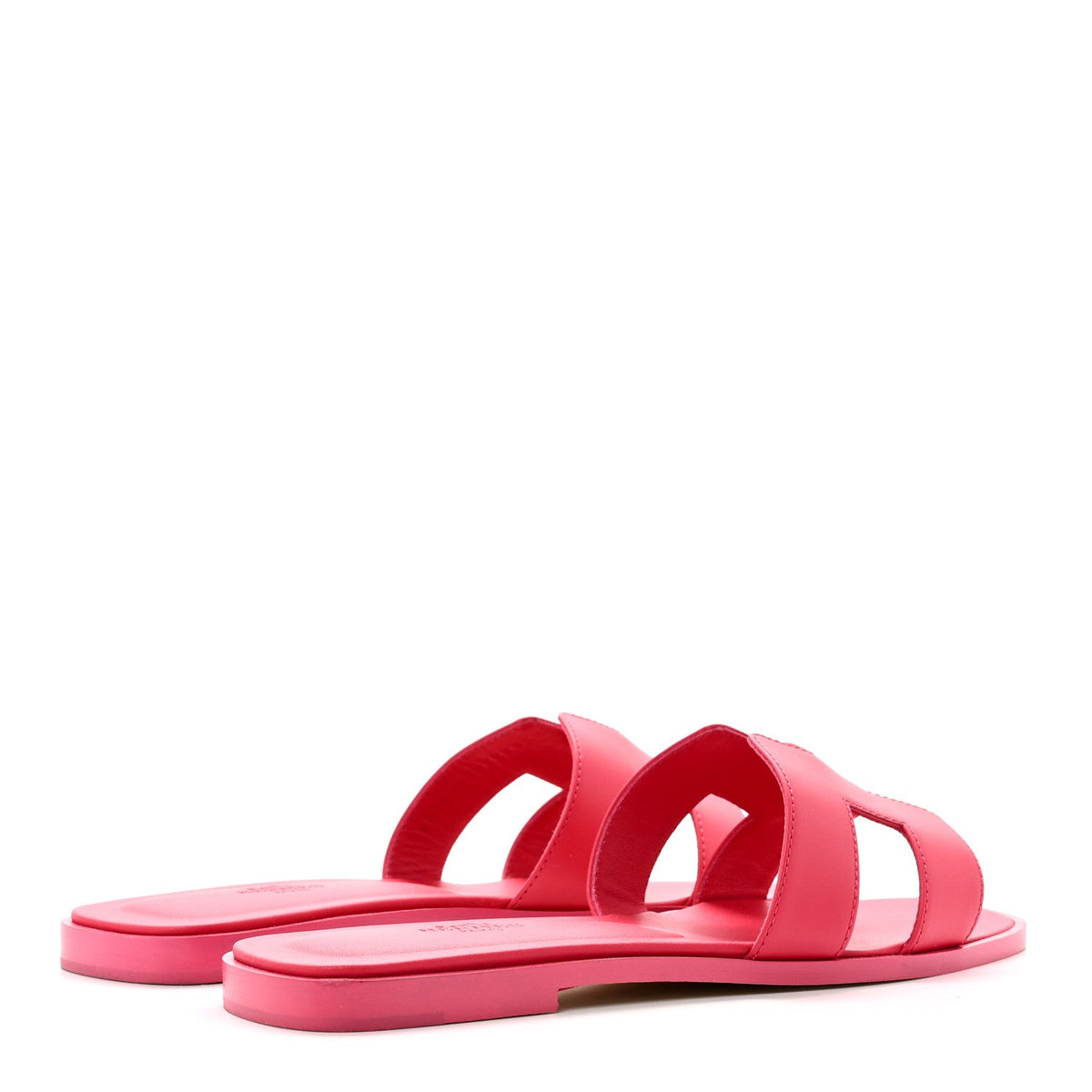 Hermes Epsom Calfskin Women's Oran Sandals 38.5 Rose Mexico
