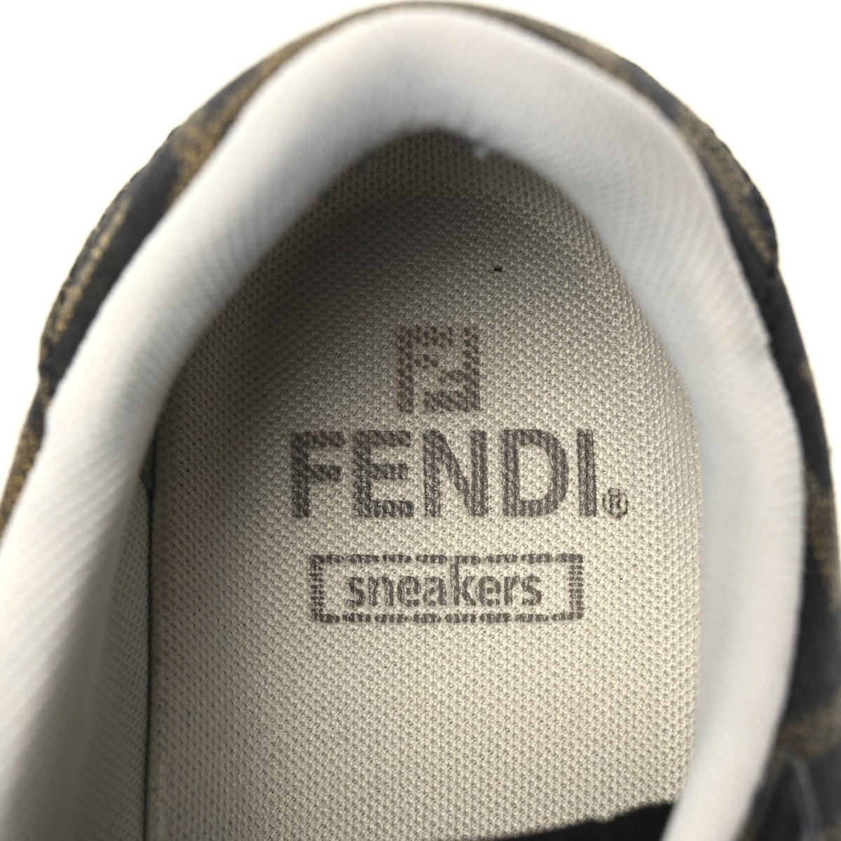 Fendi Suede Calfskin Zucca Women's Match Low Top Sneakers 37.5 Tobacco Black