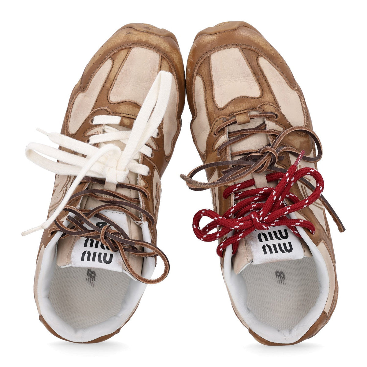 Miu Miu x New Balance Calfskin Women's 530 SL Sneakers 37 Cinnamon Travertine Gray