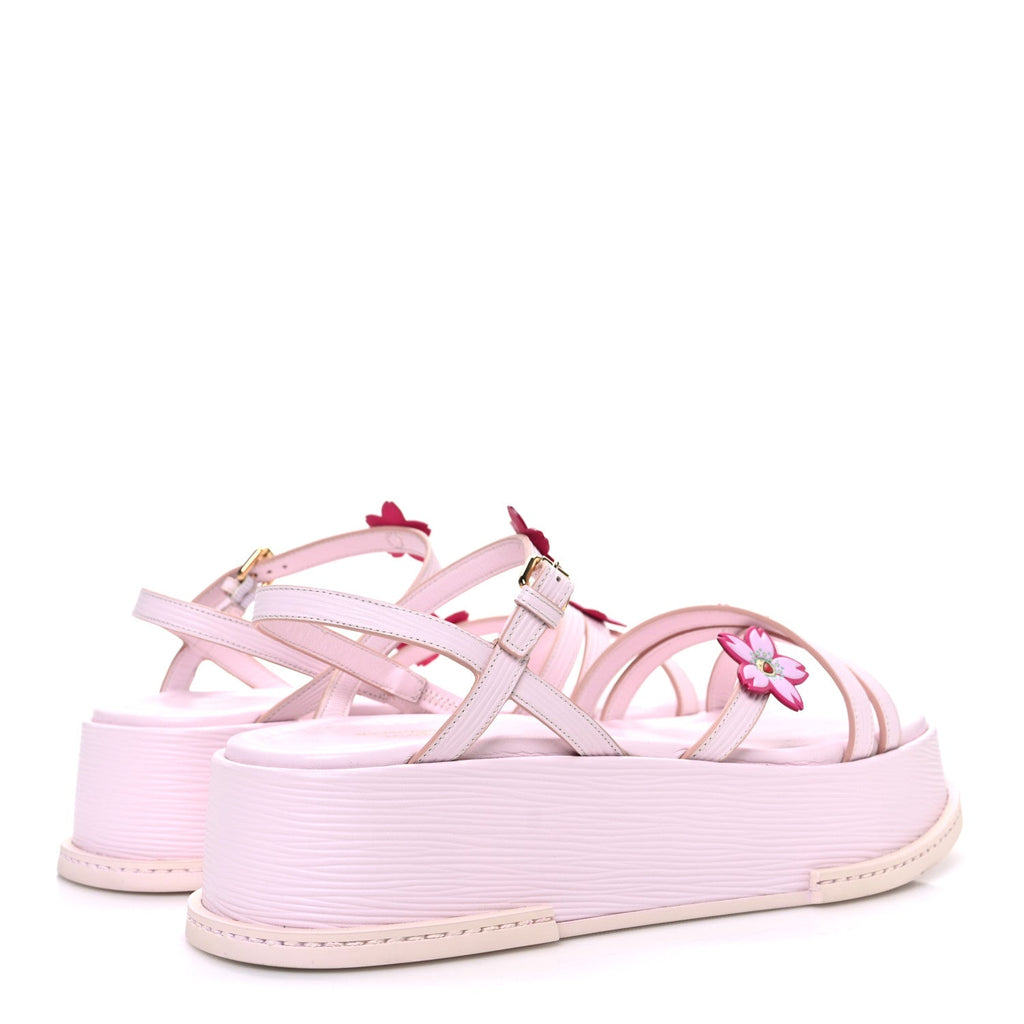 Louis Vuitton Calfskin Women's LV X TM Maya Flatform Sandals 40 Light Pink