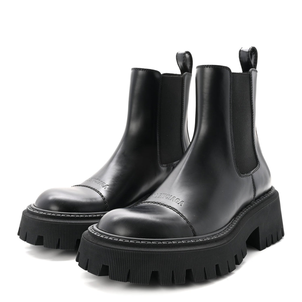 Balenciaga Smooth Calfskin Women's Tractor 20mm Chelsea Boots 35 Black
