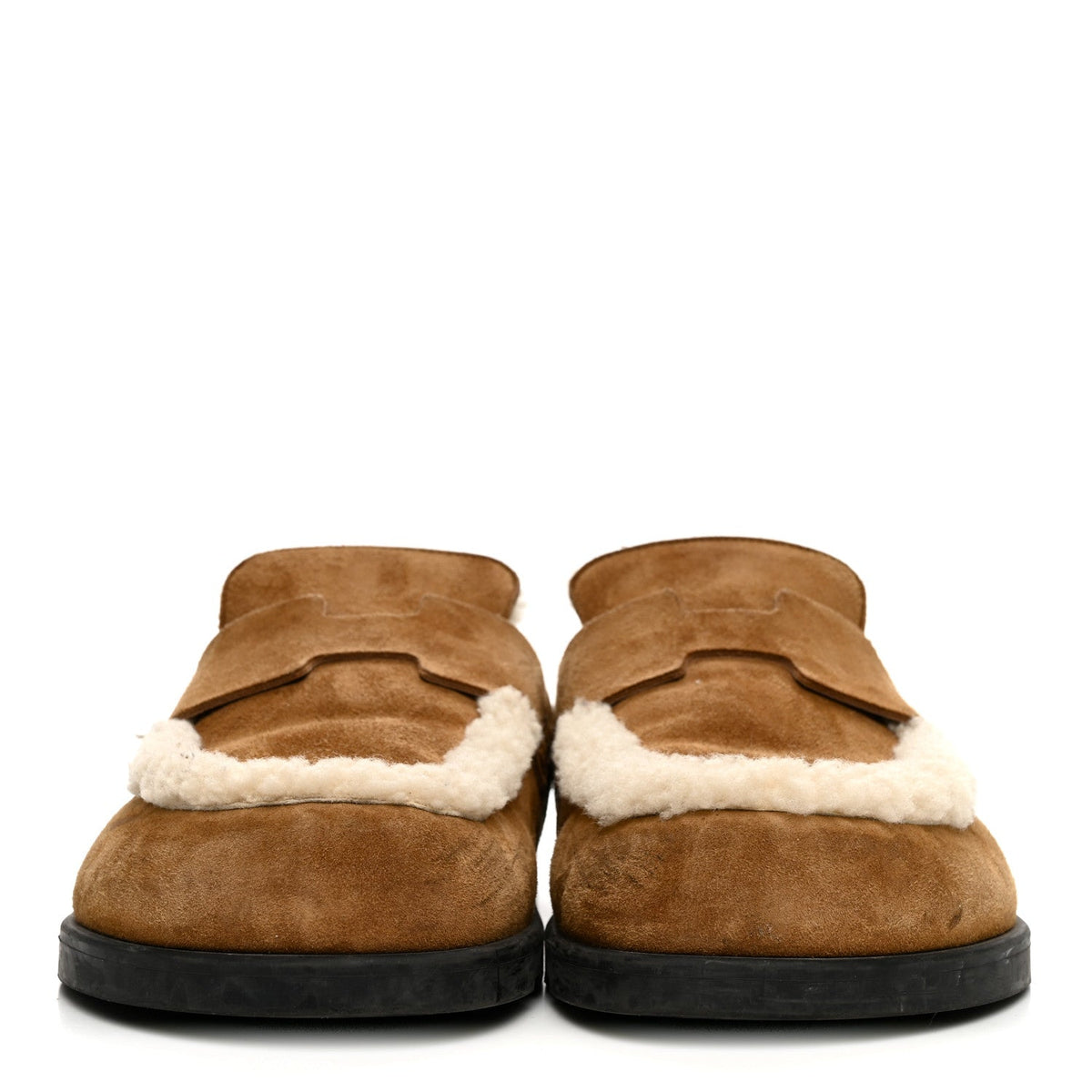 Hermes Suede Goatskin Shearling Go Women's Mules