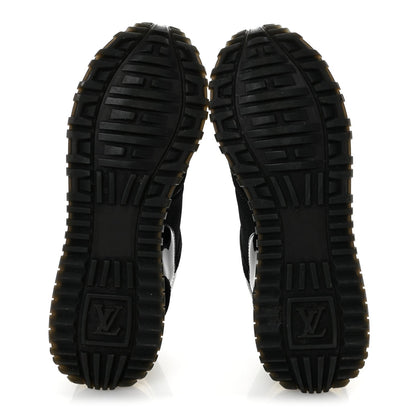 Louis Vuitton Suede Calfskin Women's Monogram Run Away Sneakers 38 Black