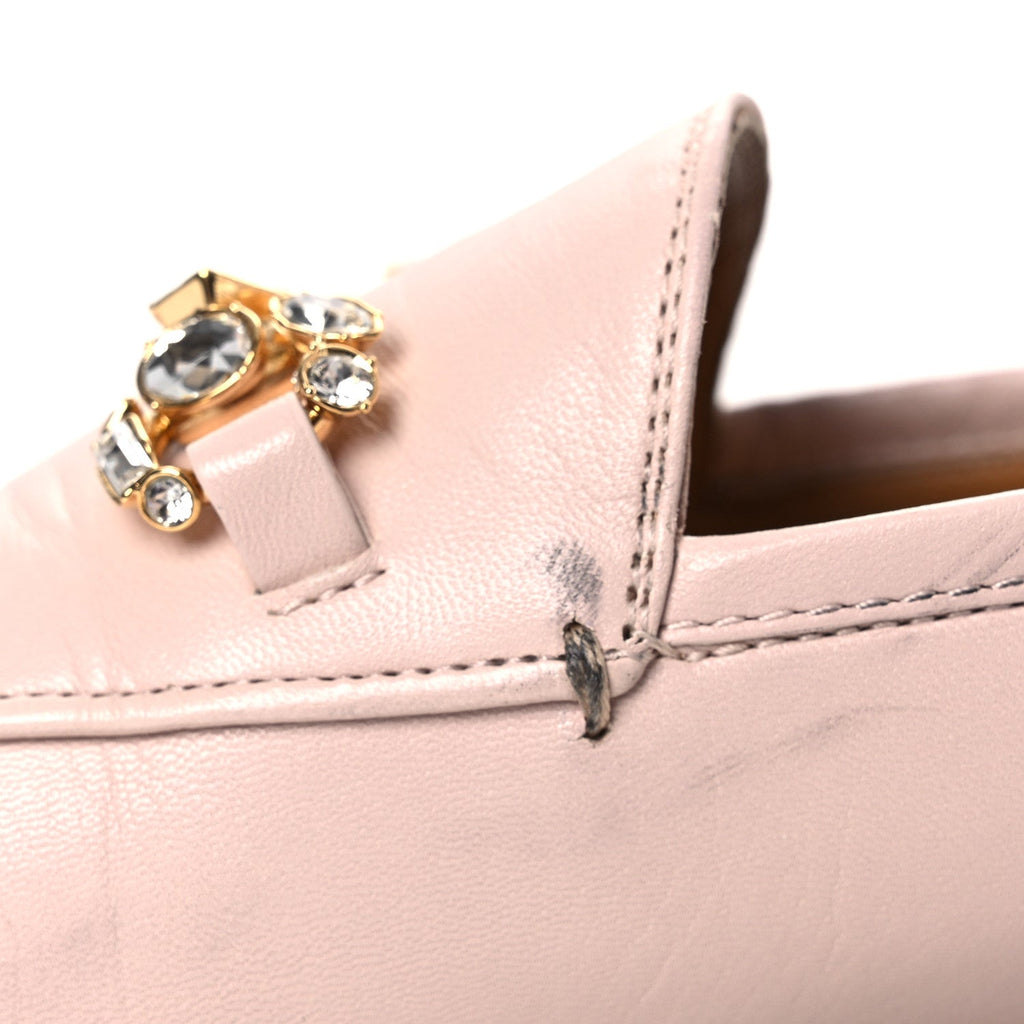Gucci Malaga Kid Women's Crystal Horsebit Jordaan Loafers 37 Pink Hibiscus