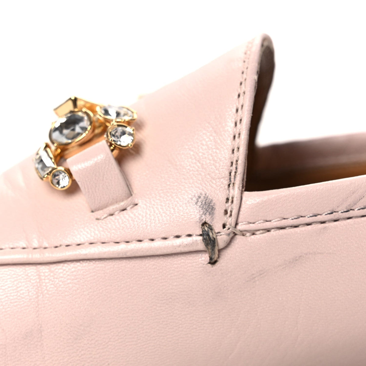 Gucci Malaga Kid Women's Crystal Horsebit Jordaan Loafers 37 Pink Hibiscus