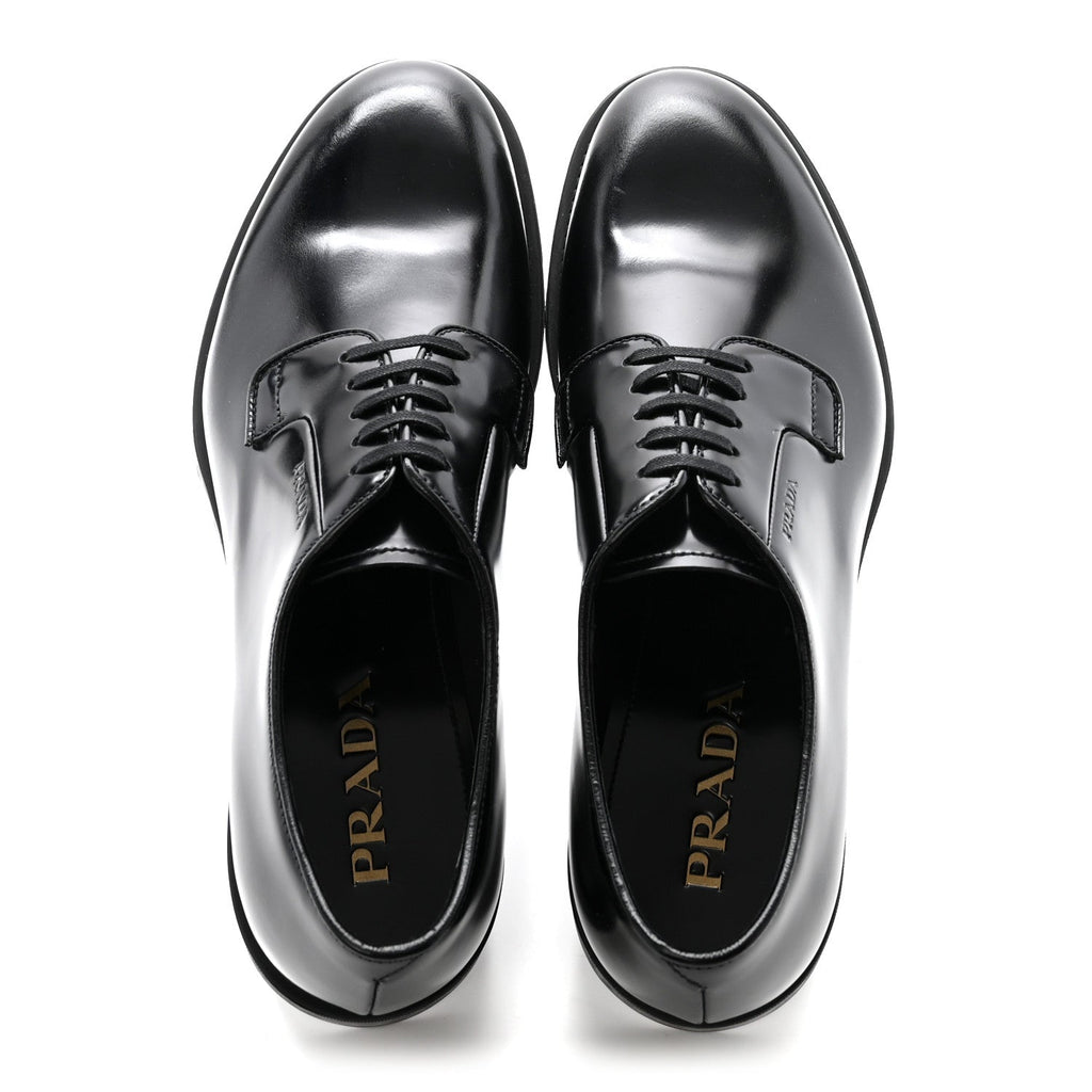 Prada Spazzolato Men's Derby Loafers 7.5 Black