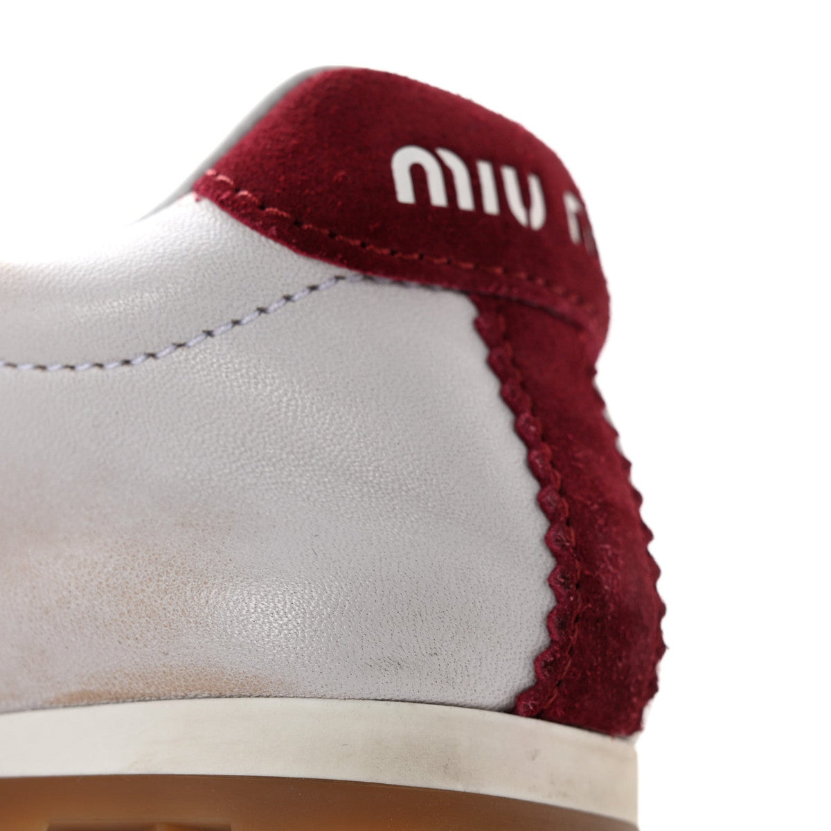Miu Miu Scamosciato Women's Plume Sneakers 37.5 White Cerise