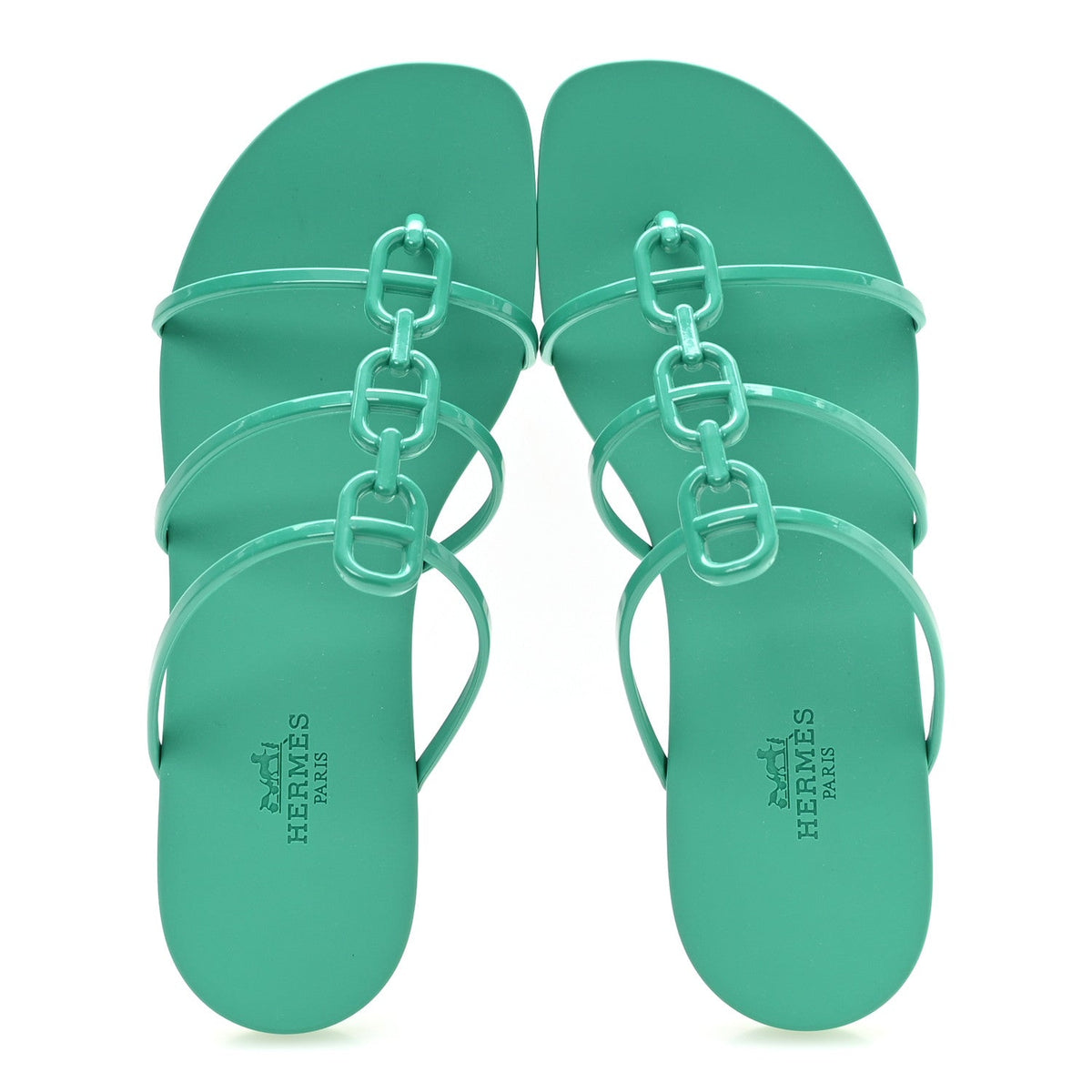 Hermes Rubber Women's Mykonos Sandals 36 Vert Tourmaline