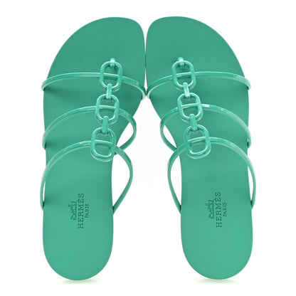 Hermes Rubber Women's Mykonos Sandals 36 Vert Tourmaline