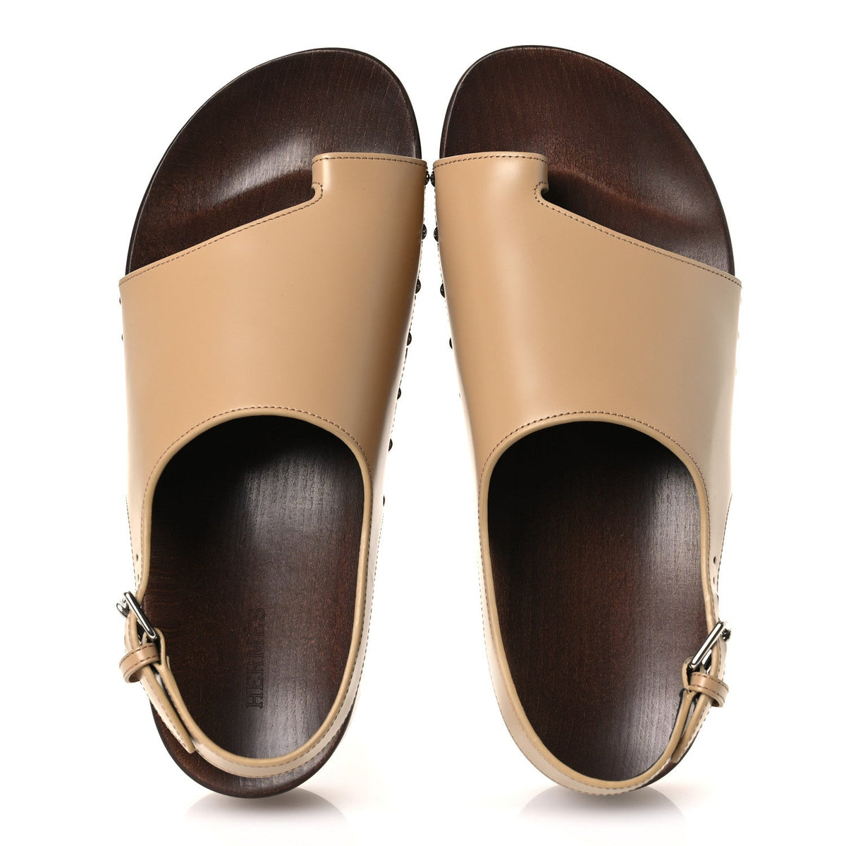 Hermes Glazed Calfskin Women's Klay Clog 40 Beige Naturel