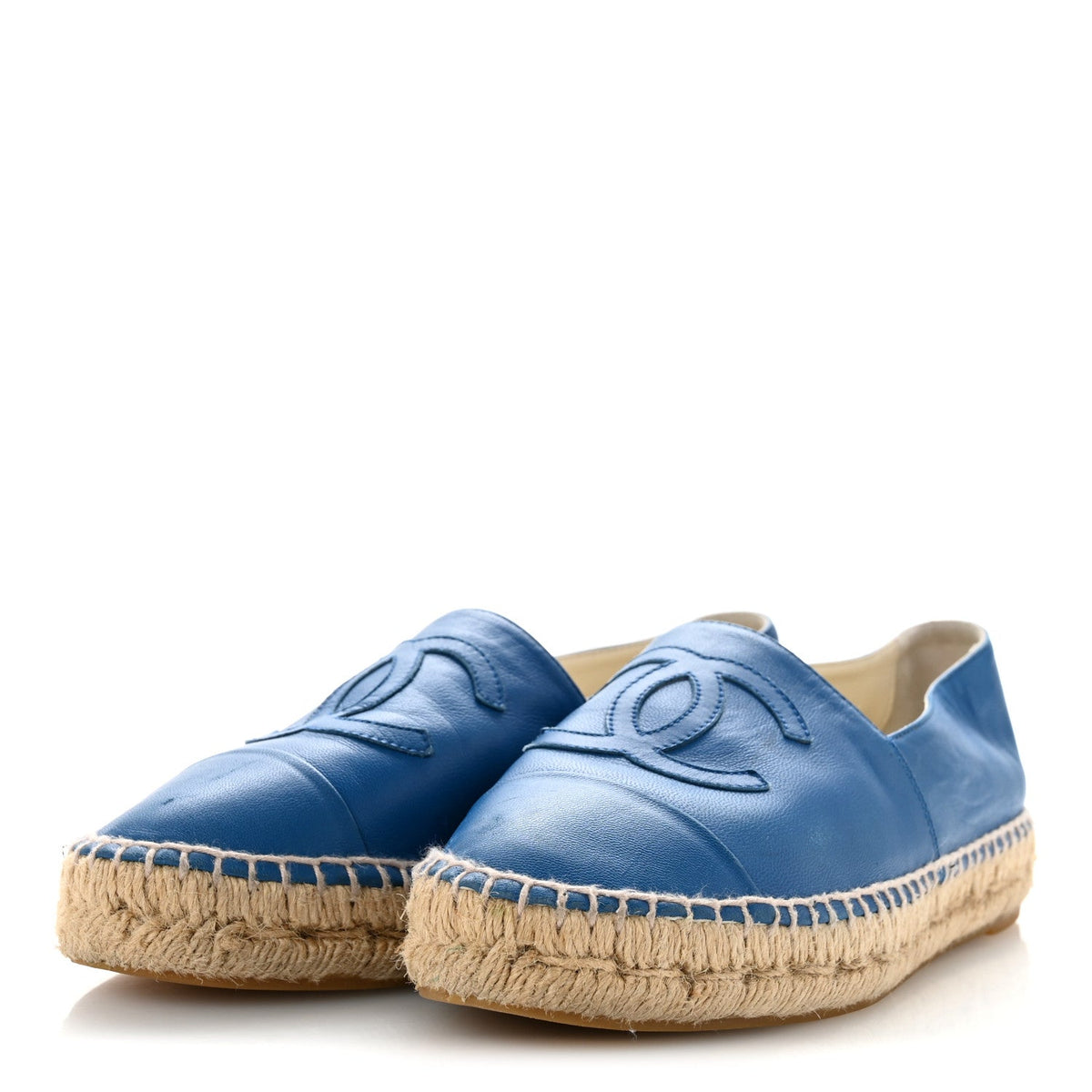 Chanel Lambskin Women's CC Espadrilles 37 Blue