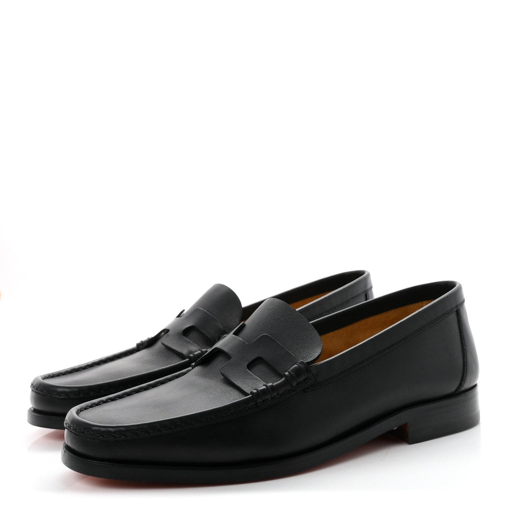 Hermes Calfskin Men's Kennedy Loafers 40.5 Black