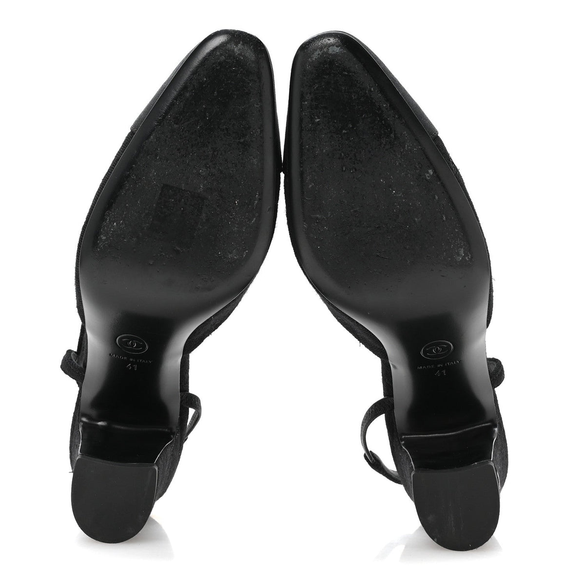 Chanel Wool Grosgrain CC Cap Toe Women's Slingback Pumps