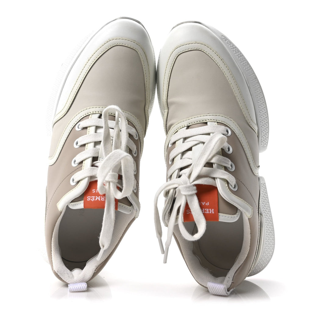 Hermes Calfskin Women's Giga Sneakers 37 Multicolor White