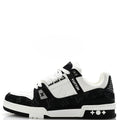 Louis Vuitton Calfskin Denim Women's LV Trainer Sneakers 39 Black