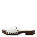 Miu Miu Patent Leather Women's Vernice Logo Slide Clogs 36 White