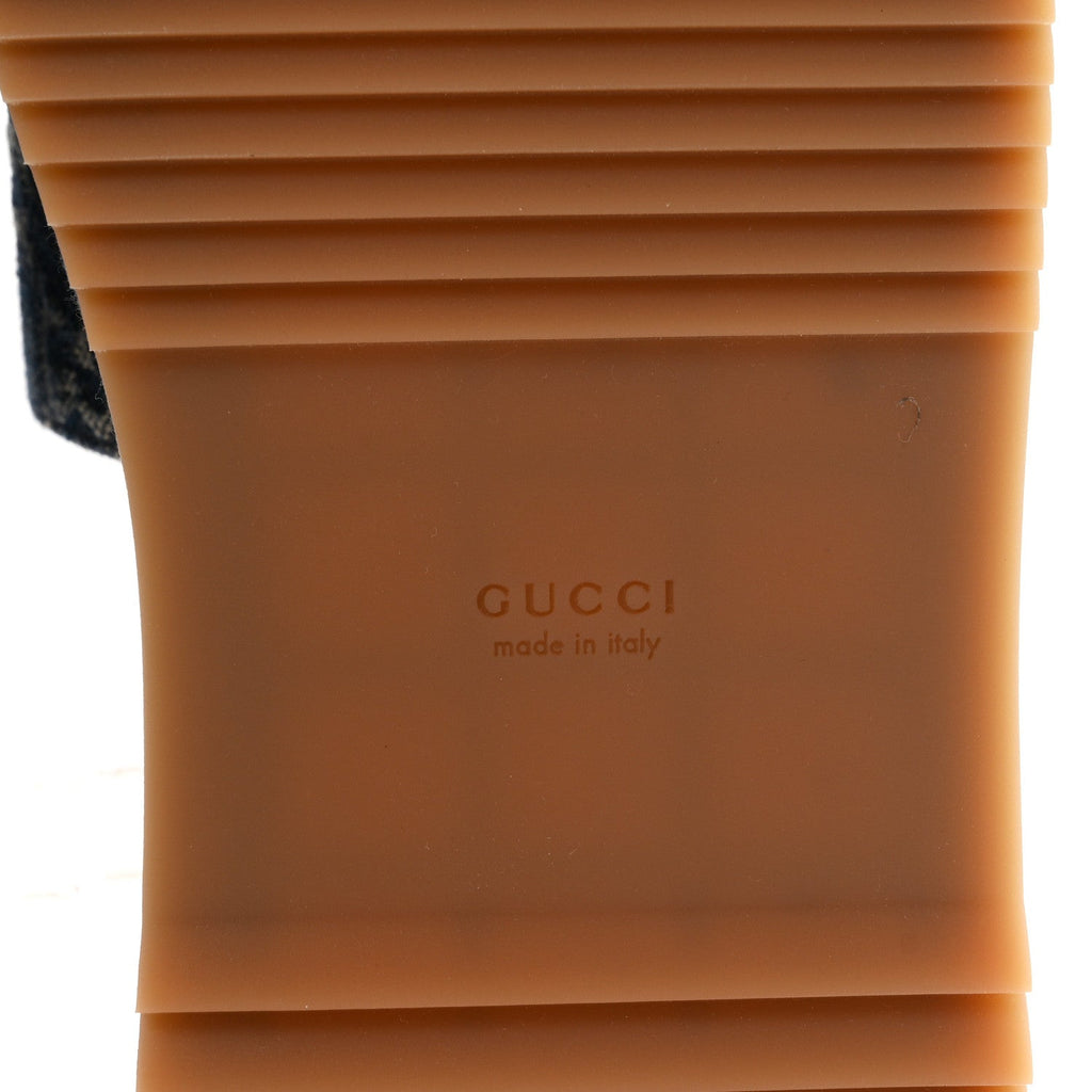Gucci Denim Women's GG Monogram Angelina Platform Slide Sandals 40.5 Blue Tea