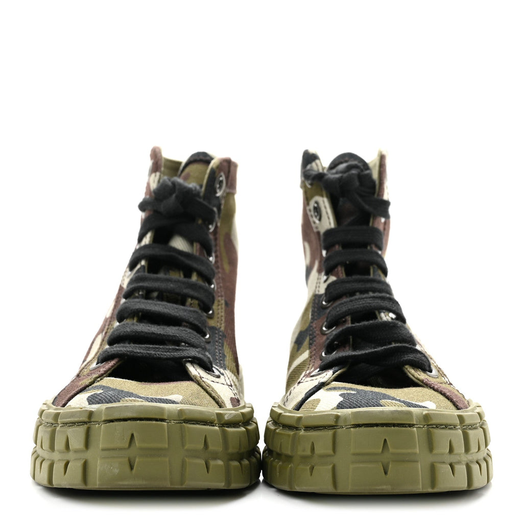Prada Denim Women's Triangle Logo Camo Sneakers 35 Militare