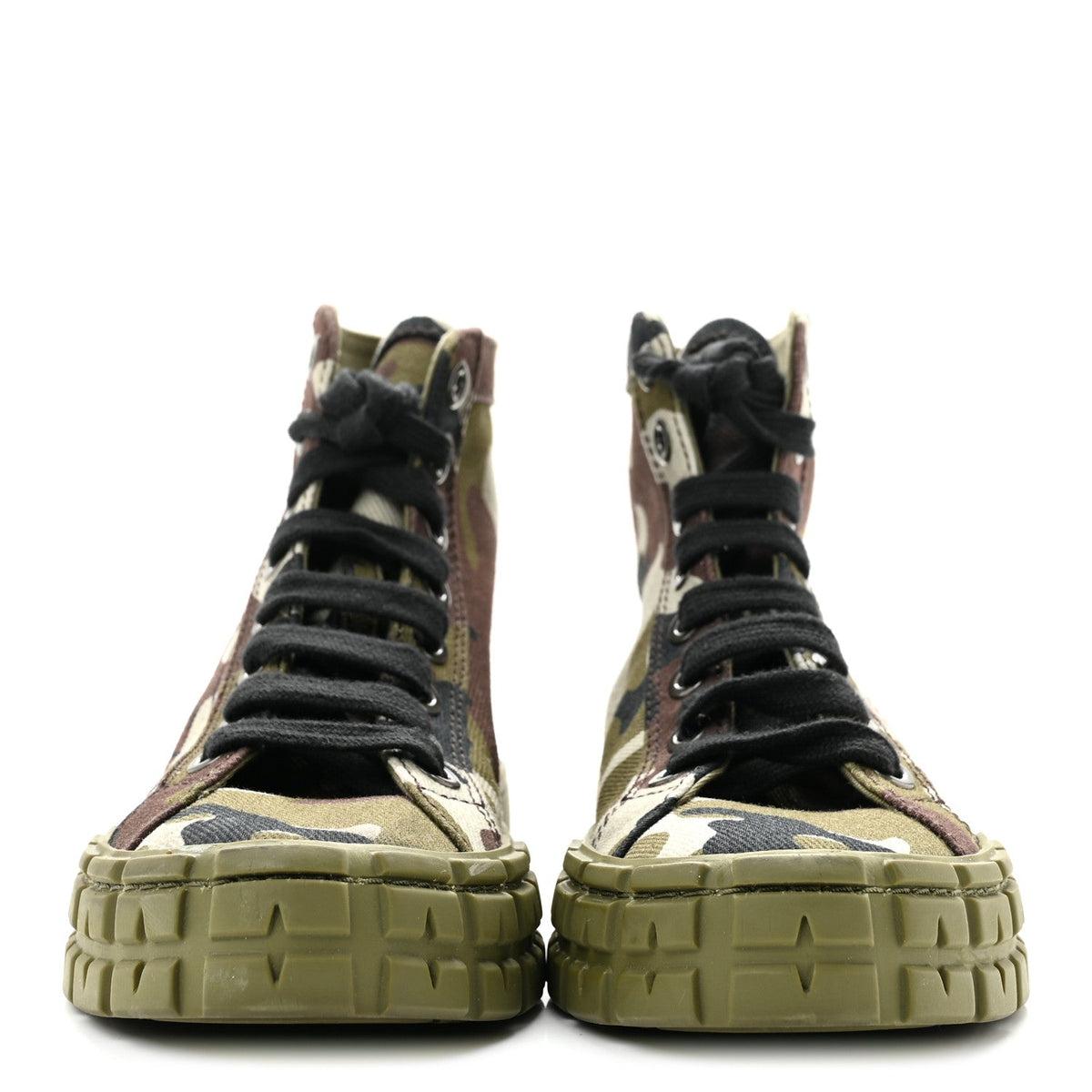 Prada Denim Women's Triangle Logo Camo Sneakers 35 Militare