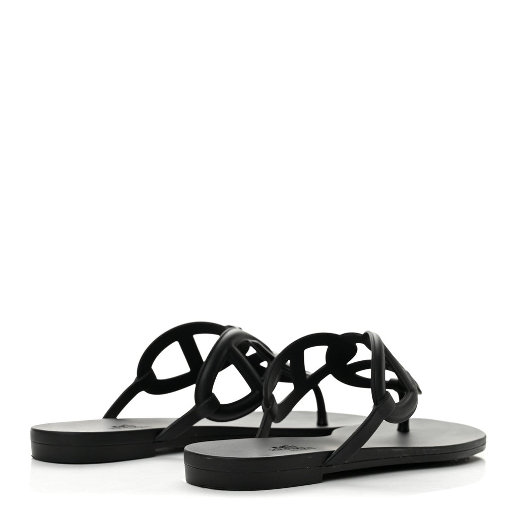 Hermès Rubber Women's Egerie Sandals 36 Black