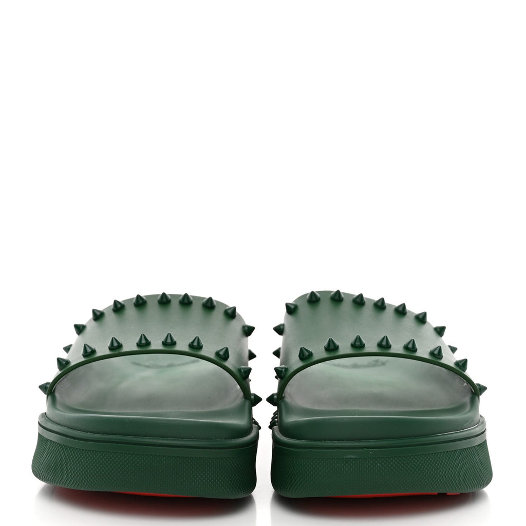 Christian Louboutin Calfskin Women's Pool Fun Slide Sandals 35 Green