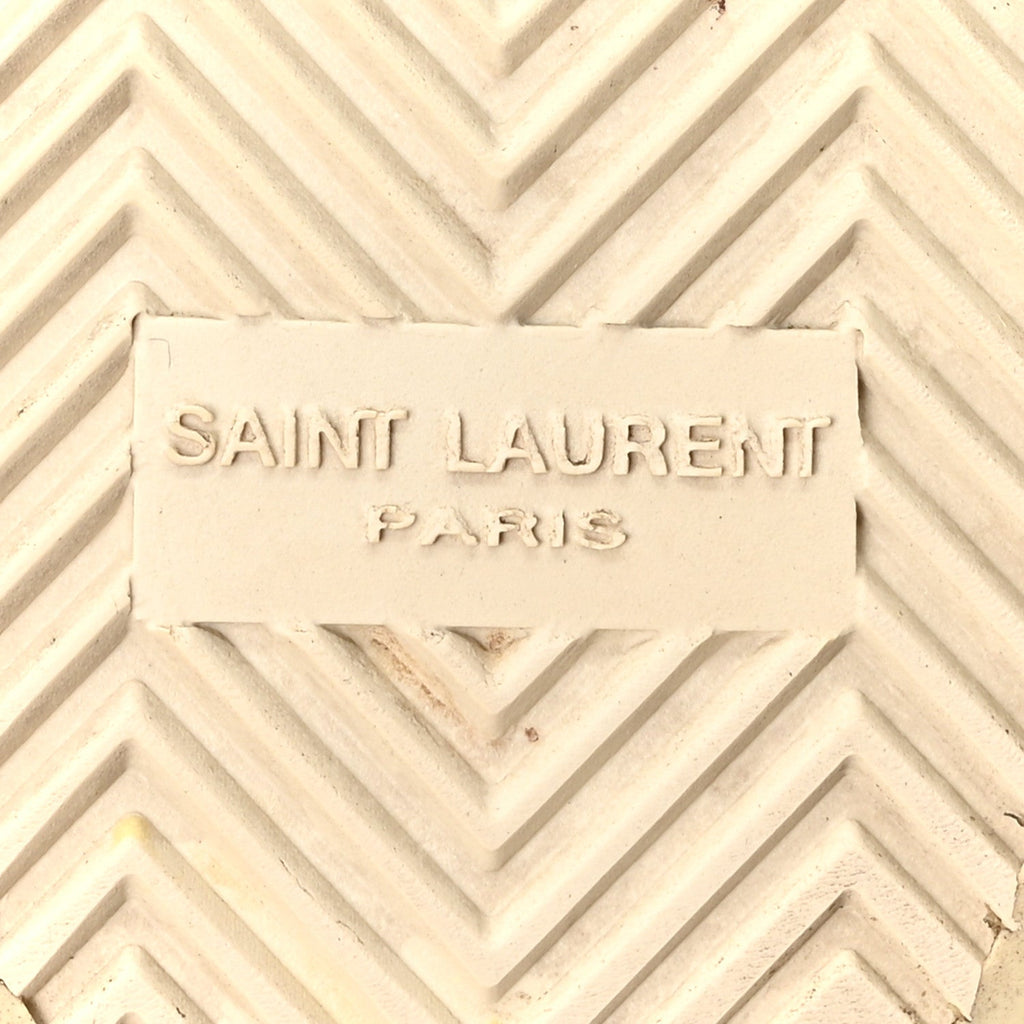Saint Laurent Distressed Canvas Court Classic Sneakers 39 Panna